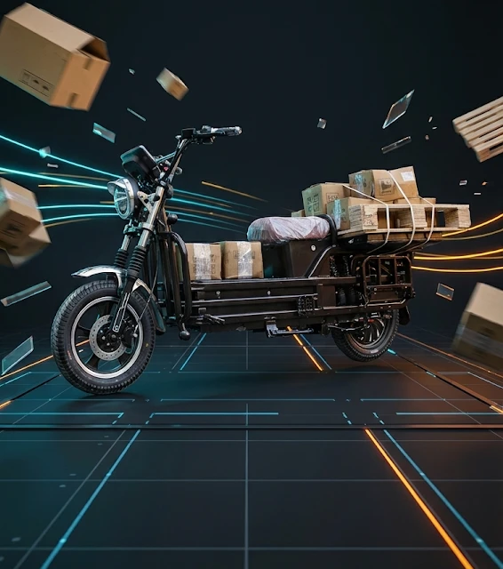 LoaderBike electric cargo bike loaded with parcels