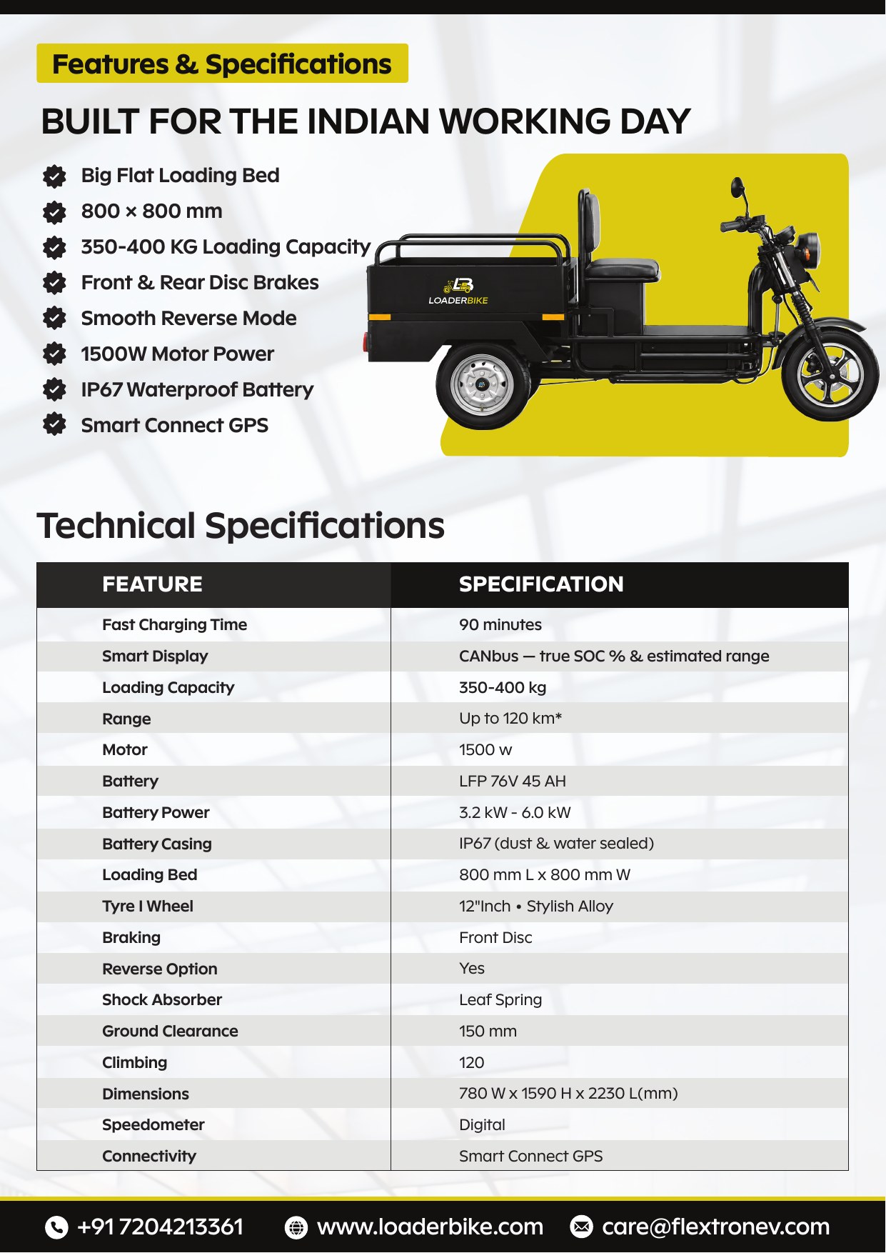 LoaderBike Ultra 3W for water delivery, LPG, e-commerce logistics